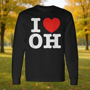 Camiseta de manga larga I Love Oh, algodón negro, unisex, talla mediana para adultos - Product Image 3