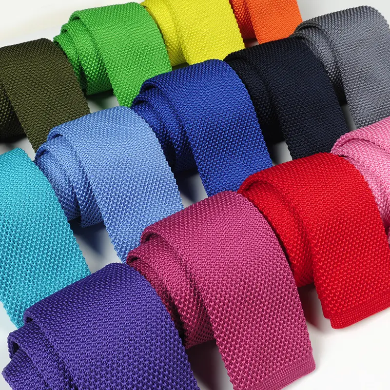 High quality solid color knitted tie men's casual student wool all-match flat head necktie