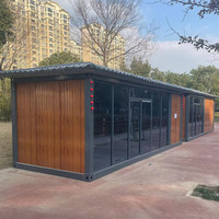 Bangunan Kontainer Prefabrikasi Modular Gaya Cina dengan Pintu Kaca, Pelapis Kayu, Atap Tradisional untuk Penggunaan Komersial
