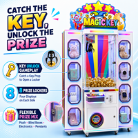 Juego de Premios con Desbloqueo por Llave, con Arena Central de Garras y Ocho Casilleros Laterales para Electrónicos, Juguetes de Peluche, Cajas Sorpresa y Colgantes