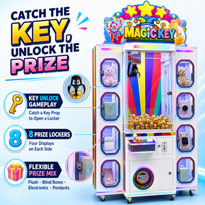 Gioco a Premi con Sblocco a Chiave, Arena con Artiglio Centrale e Otto Armadietti Laterali per Elettronica, Peluche, Blind Box e Ciondoli - Product Image 2