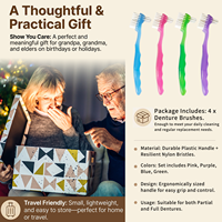 Grossiste Brosse à Dentier Double Tête Poils Souples Nylon Manche Ergonomique Gel Nettoyant pour Fausses Dents