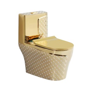 <span class=keywords><strong>Set</strong></span> Sanitario in Porcellana Stile Lusso Reale Dorato, Lavabo Artistico su Colonna, Lavabo Sospeso, <span class=keywords><strong>Set</strong></span> WC Monoblocco - Product Image 4