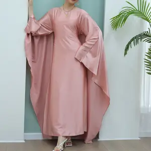 새로운 도착 이슬람 의류 로리야 아바야 2024 패션 스타일 아바야 디자인 새틴 패브릭 겸손한 아바야 카프탄 원피스