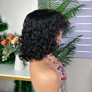 Peluca de Cabello Humano 100% Natural con Flequillo, Ondulada, de Alta Densidad, 12 Pulgadas, Fabricada a Máquina, Calidad SDD - Product Image 3