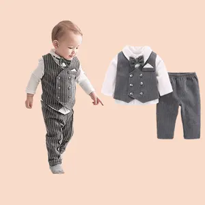 Lente En Herfst Pasgeboren Baby Kleding Lange Mouwen Baby Jongen Split Kleding Gentleman Baby Jongens Kleding 3 Pcs sets