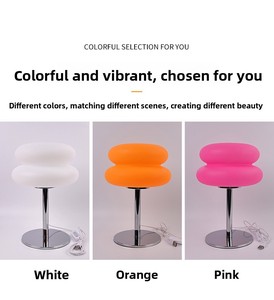 Bauhaus Bread LED Table <b>Lamp</b> 3 Color Stepless Dimming Frosted PE Shade Chrome Base Eye Protection - Product Image 2