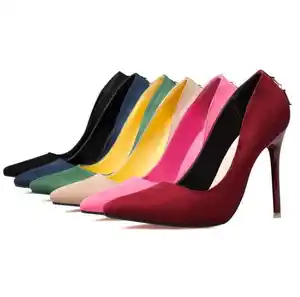 European and American style fashion simple stiletto high heel suede shallow mouth pointed sexy women's shoes