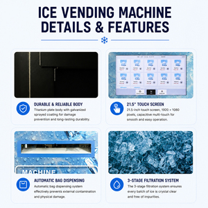 Máquinas Expendedoras de Hielo en Cubos con Embolsado Automático, Kiosco de Autoservicio Comercial, Dispensador de Hielo Automático que Funciona con Monedas - Product Image 4