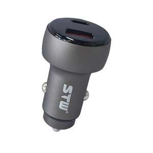 Cargador de Coche Tipo C de 48W con Monitoreo de Voltaje, Metálico, Universal 12-24V, USB + Tipo-C, Multifuncional - Product Image 1