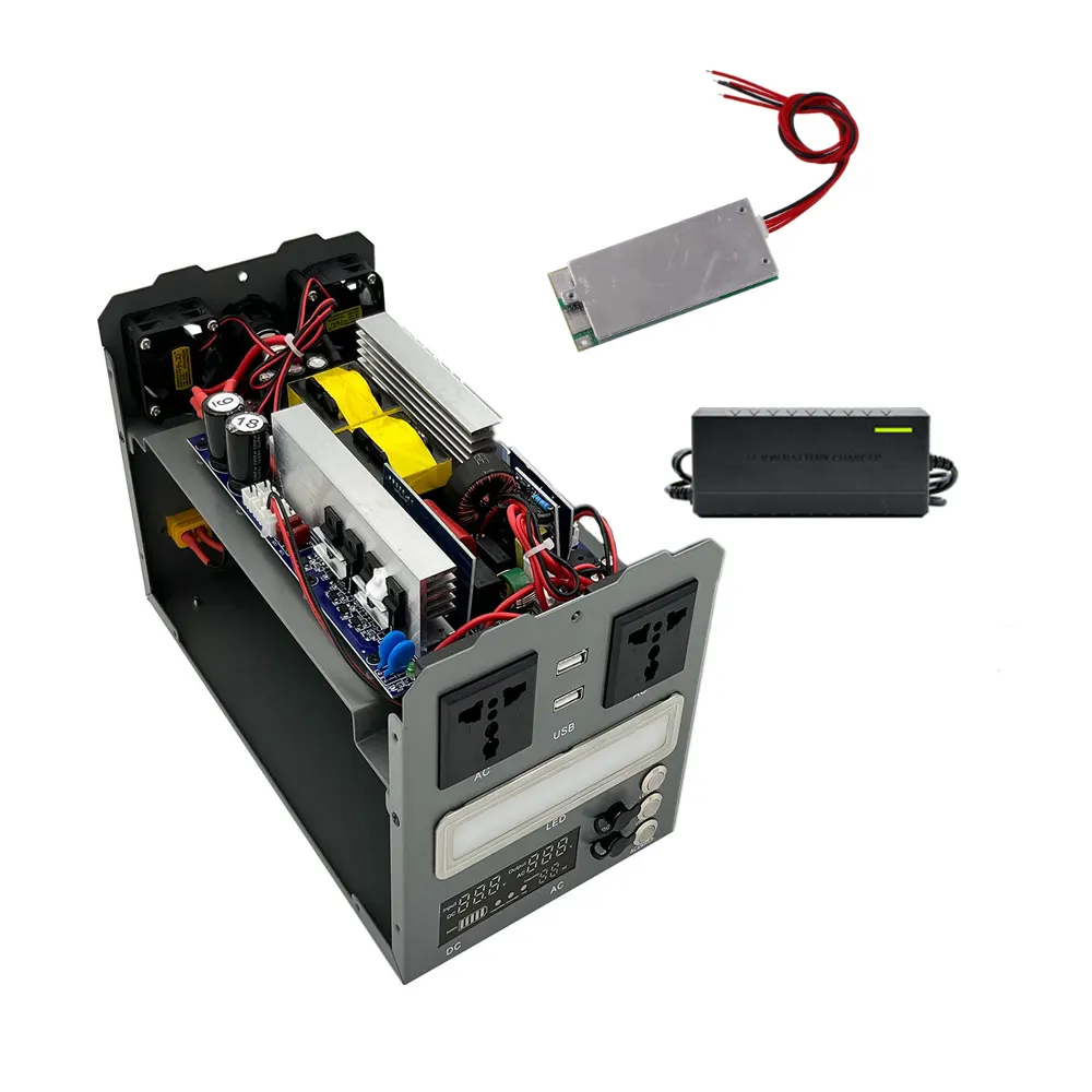 Estación de energía de batería LiFePO4 portátil 220V DIY, componentes de estación de energía portátil de batería de litio para el hogar sin batería