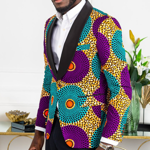 Custom <strong>African</strong> <strong>Tailored</strong> Fit Coat Shawl Collar <strong>African</strong> Blazer Ankara Print Attire Jacket for Men - Product Image 2