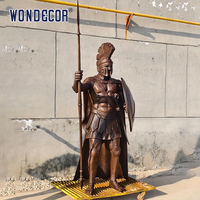 Statue de guerrier spartiate grec en bronze, armure de gladiateur, sculpture pour jardin extérieur et parc