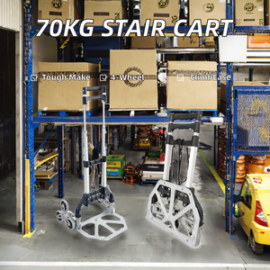 70 кг грузоподъемность складной вагон тележка прицеп алюминиевая деревянная складная ручная тележка для складов в супермаркетах подъем по лестнице - Product Image 2