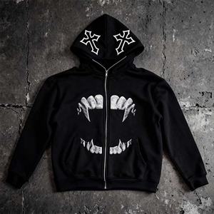 Sudadera con capucha extragrande de alta calidad personalizada, con cierre completo, estampado gráfico digital, unisex, estilo urbano - Product Image 1