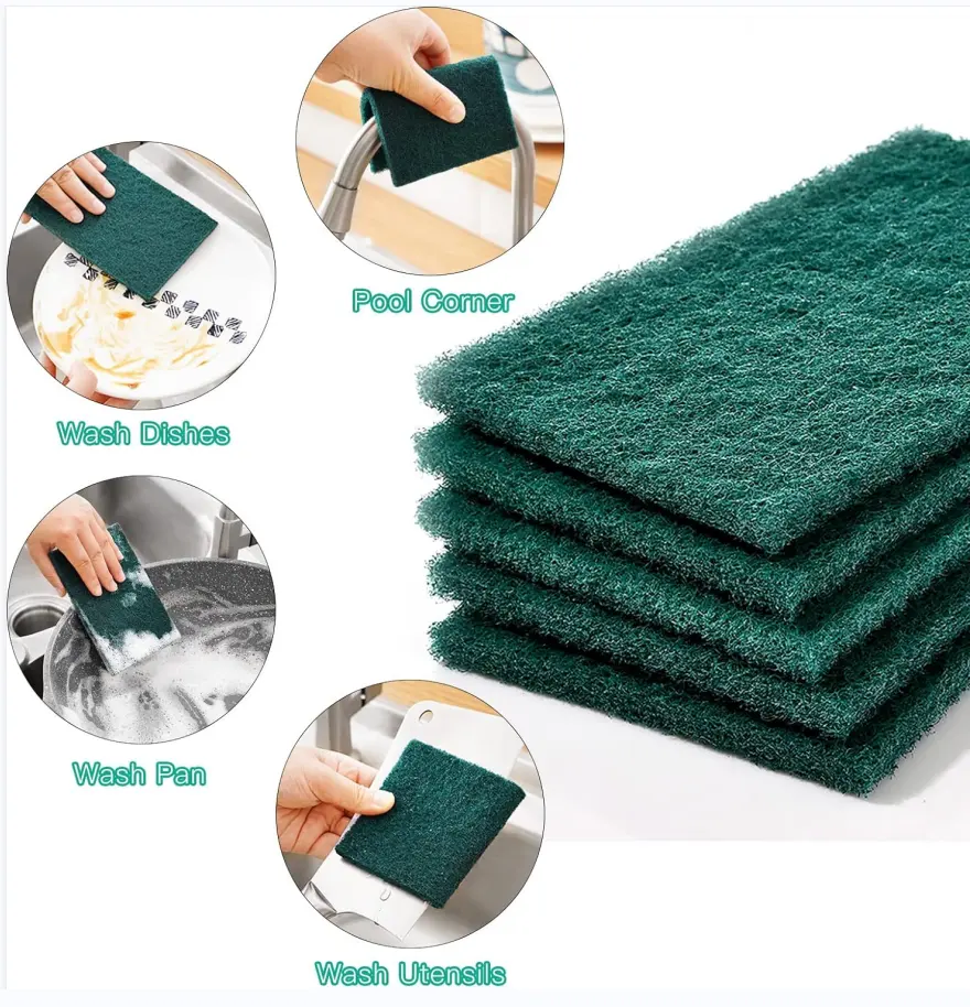 5Pack High Quality Scouring Pad 15*10*0.6cm Rolls Heavy-duty Kitchen Cleaning Scrub Pad