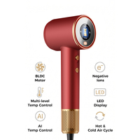 Secador de Pelo de Alta Velocidad PRITECH con Motor BLDC de 1600W, Secador Profesional con Control Inteligente de Temperatura por IA, Pantalla LED e Iones