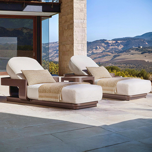 Chaise longue individuelle moderne en teck imperméable pour extérieur, idéale pour les hôtels, resorts, jardins, patios, villas et balcons - Product Image 2