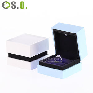 Wholesale Blue White Custom Premium Plastic LED light box Boxes for Necklace Bracelet <b>Ring</b> Earrings Boxes Jewelry Box - Product Image 2