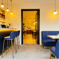 Ensemble de canapés en cuir bleu de haute qualité pour restaurants à thème haut de gamme