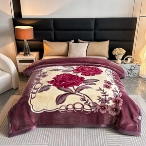 Chăn ga giường chất liệu sợi polyester 100%, dày dặn, hai lớp, dệt kiểu Raschel, in và nhuộm hoạt động, tuyệt vời để giữ ấm - Product Image 1