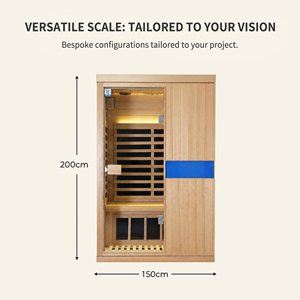 PLOUTARA Sauna <span class=keywords><strong>hybride</strong></span> électrique d'intérieur sur mesure, modulaire, infrarouge à spectre complet, traditionnel, en hemlock, 2 personnes, faible EMF, pour salle de sport et villa - Product Image 4