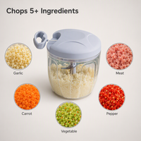 Pencacah Makanan Manual dengan Tali Tarik, Mini Portabel untuk Bawang Putih, Bawang Merah, dan Sayuran, untuk Persiapan Makanan di Dapur Rumah