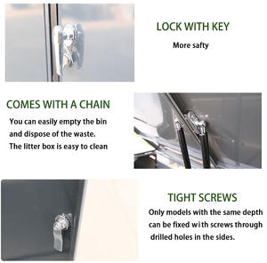 Poubelle en métal et acier de 206x75x115 <span class=keywords><strong>cm</strong></span>, facile à assembler, triple poubelle de jardin d'extérieur, poubelle à roulettes, remise pour l'extérieur, style naturel - Product Image 3