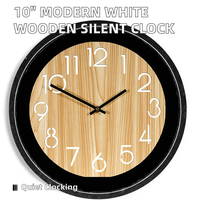 10 pouces moderne Simple blanc MDF horloge murale en bois Quartz silencieux personnalisable pour salon décor aiguille affichage nature morte