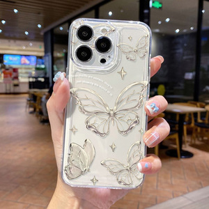 เหมาะสำหรับเคสไอโฟน 17 โปรแม็กซ์ เคสลายเส้นโปร่งใสเรียบง่าย ลายผีเสื้อ เคสป้องกันแบบเต็มตัว กันกระแทก - Product Image 3