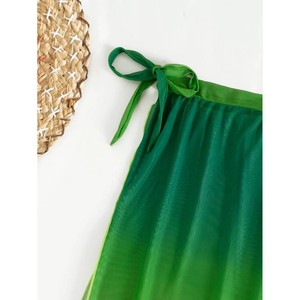 23 New Green Gradient <b>Bikini</b> European and American Sexy Women's <b>Skirt</b> Three-Piece Swimsuit - Product Image 4