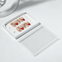 Emballage de luxe pour faux ongles en gros avec motif en relief, étui transparent blanc et noir pour faux ongles de luxe en gros