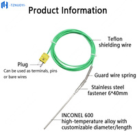 Capteur de température de surface magnétique de type K, thermocouple, fil blindé en acier inoxydable 191, fibre de verre haute température, OEM ODM