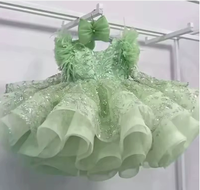 Robe de soirée pour filles avec décorations en plumes aux épaules, robe de cérémonie en tulle superposé et moelleux, robe de demoiselle d'honneur pour mariage, robe de princesse pour fête avec nœud