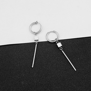 Boucles d'oreilles pendantes géométriques minimalistes personnalisées, style punk, plaqué argent, unisexe, bijoux tendance, vente en gros - Product Image 5