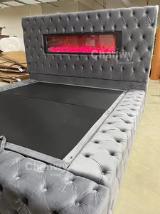 Xây dựng trong Lò sưởi Giường hiện đại sang trọng khách sạn phòng ngủ Bộ chesterfield giường với Lò sưởi Nữ Hoàng kích thước giường khung với lưu trữ - Product Image 2