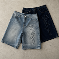 Jorts Cargo de Mezclilla con Tachuelas y Bordados, 200 Pares, Diseño Exclusivo, Personalizables, para Hombre, Corte Holgado y Largo