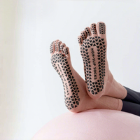 Chaussettes de yoga - Chaussettes de Pilates professionnelles antidérapantes pour entraînement en intérieur, spéciales en pur coton, pour la danse, le fitness, avec orteils séparés, pour la natation