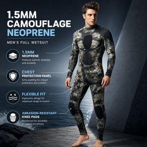 Traje de <span class=keywords><strong>Neopreno</strong></span> Profesional de 1.5mm con Camuflaje para Hombre, <span class=keywords><strong>Cuerpo</strong></span> Completo, Listo para Enviar - Product Image 1