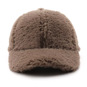 Fleece Baseball <b>Cap</b> 6-Panel Solid Color Unisex <b>Winter</b> Hat Plush Fitted Style Adult Size 56-58CM - Product Image 4