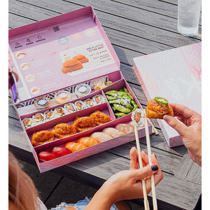 Boîte d'emballage alimentaire en papier jetable pour Sushi, carton blanc imprimé sur mesure pour Restaurant écologique, <span class=keywords><strong>livraison</strong></span> au maroc - Product Image 3