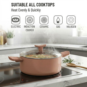 Juego de Ollas E-Top de 10 Piezas, Color <span class=keywords><strong>Rosa</strong></span>, Antiadherentes, con <span class=keywords><strong>Mango</strong></span> de Baquelita Resistente al Calor - Product Image 3