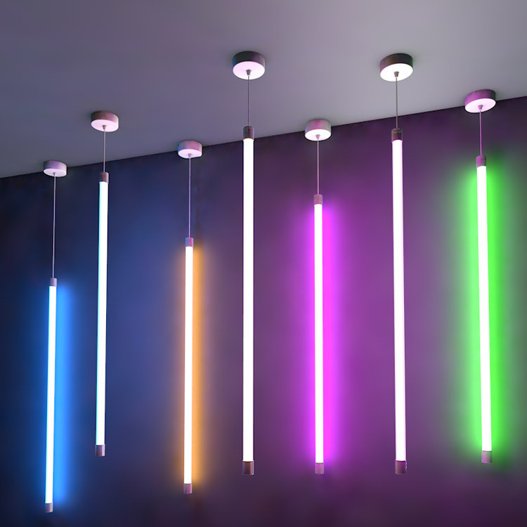 Tubo de luz colgante T8 T10 para decoración de interiores, lámpara de luz RGB, 4 pies, 120cm, 18w, para restaurante, bar, KTV, novedad