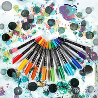 Ensemble de marqueurs permanents acryliques 10 couleurs en gros stylo à peinture artistique à double pointe pour papier largeur d'écriture de 6mm
