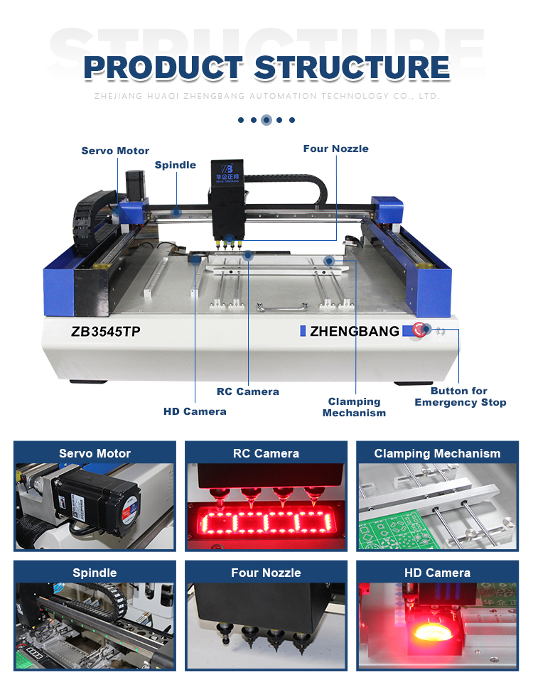 ZB3545TP Desktop 4 Head SMD Smt Pick and Place Machine