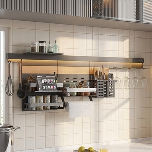 Cost-effective <strong>Storage</strong> Organizer Wall-mounted Kitchen Knife Spoon Utensils Holder <strong>Rack</strong> with <strong>Towel</strong> Hanger - Product Image 4