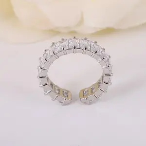 Wholesale Hot Selling Clean Square Zircon Cz Fashion Brass Diamond Rings Adjustable