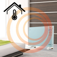 Calentador Eléctrico de Panel de Vidrio con Pantalla LED de Vidrio, 1500 W, 2 Configuraciones de Calor
