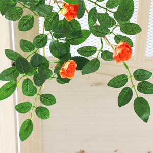 ดอกกุหลาบประดิษฐ์ติดผนัง พลาสติก ผ้าไหม ดอกไม้ประดับภายนอกอาคาร ใบไม้จำลองคุณภาพสูง สำหรับตกแต่ง - Product Image 2