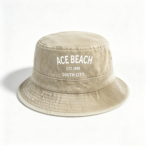 Washed Cotton Bucket Hat ACE BEACH Print Vintage Sun Hat Casual Wide Brim Fisherman <b>Cap</b> for Men <b>Women</b> Summer Beach - Product Image 6